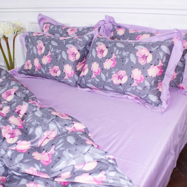 Фото - Комплект постільної білизни MirSon Satin print Elit Aster 143х210х2 см (2200005393864)